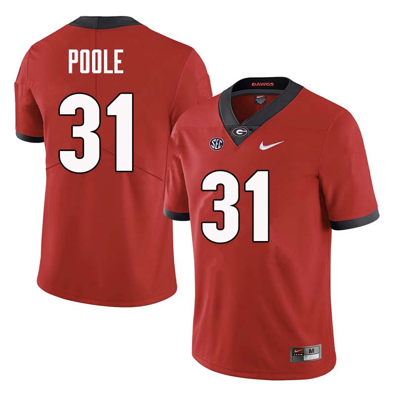 Georgia Bulldogs #31 William Poole College Football Jerseys Sale-Red